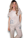 Helga May: Linen Star Top - Beige