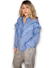 Helga May: Double Frill Tunic - Denim Blue