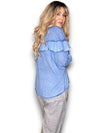 Helga May: Double Frill Tunic - Denim Blue
