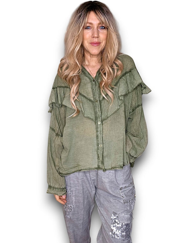 Helga May: Frill Tunic - Forest