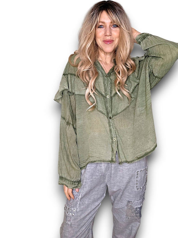 Helga May: Frill Tunic - Forest