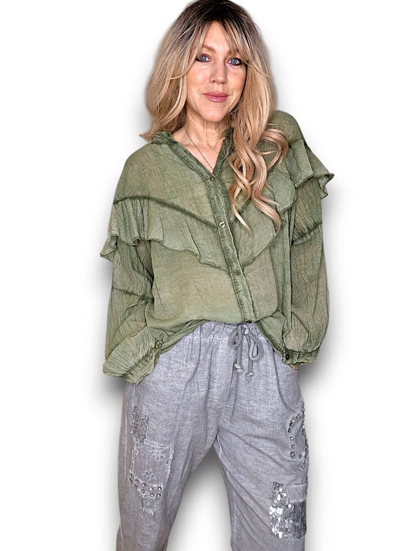 Helga May: Frill Tunic - Forest