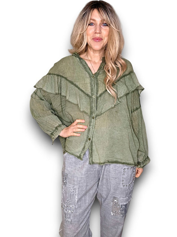 Helga May: Frill Tunic - Forest