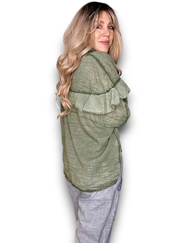 Helga May: Frill Tunic - Forest