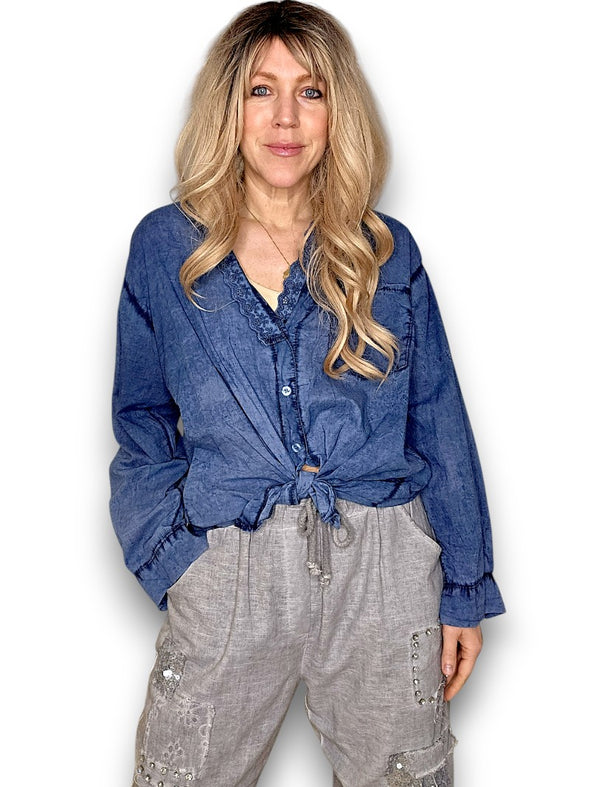 Helga May: Dylan Shirt - Faded Navy