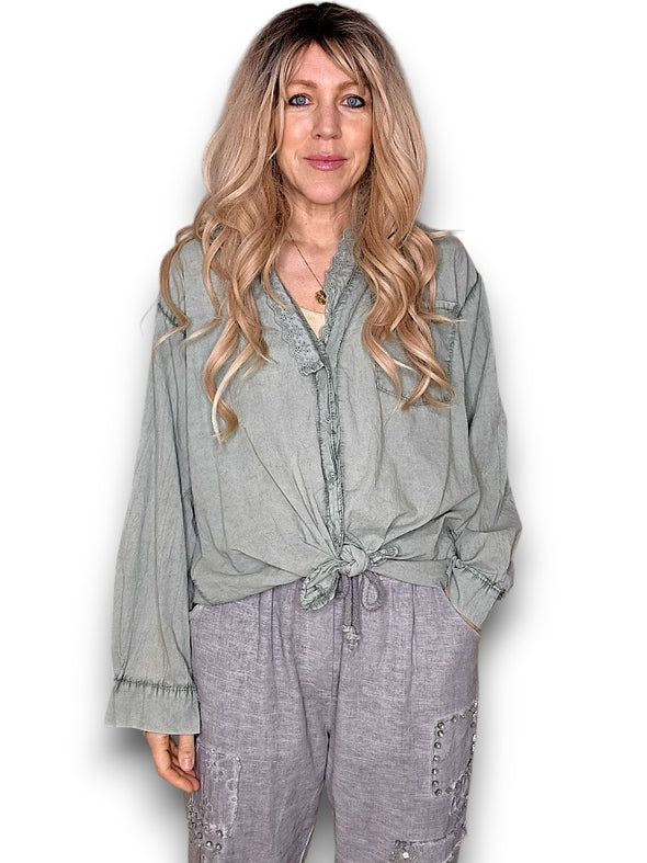 Helga May: Dylan Shirt - Faded Forest