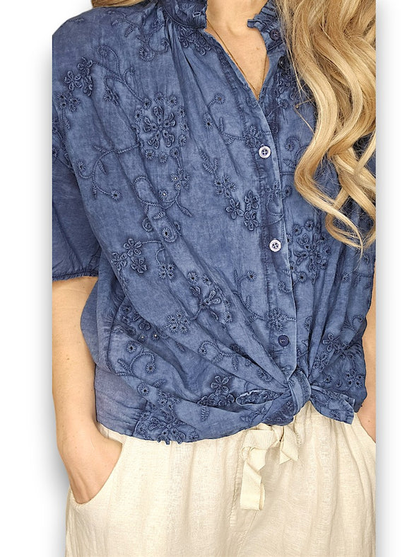 Helga May: Dolly Lace Shirt - Navy