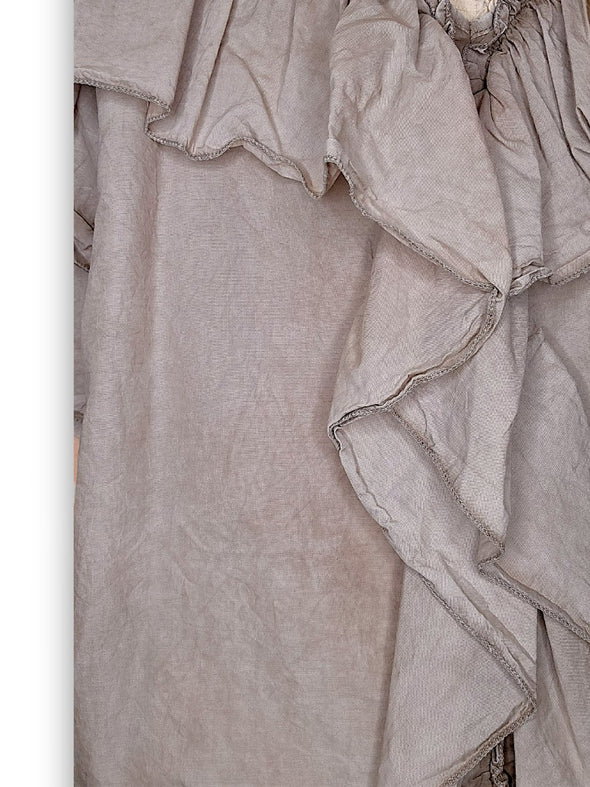 Helga May: Frill Short Sleeve Top - Faded Mocha