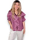 Helga May: Frill Short Sleeve Top - Faded Plum