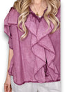 Helga May: Frill Short Sleeve Top - Faded Plum