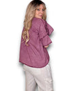 Helga May: Frill Short Sleeve Top - Faded Plum