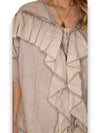 Helga May: Frill Short Sleeve Top - Faded Beige
