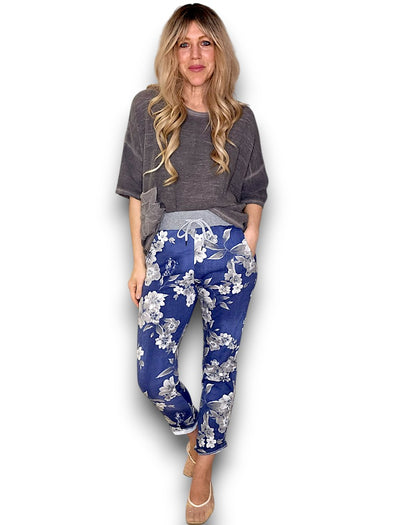 Helga May: Bouquet Rose Jogger - Denim Grey Shades