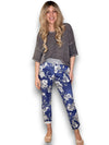 Helga May: Bouquet Rose Jogger - Denim Grey Shades