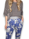 Helga May: Bouquet Rose Jogger - Denim Grey Shades