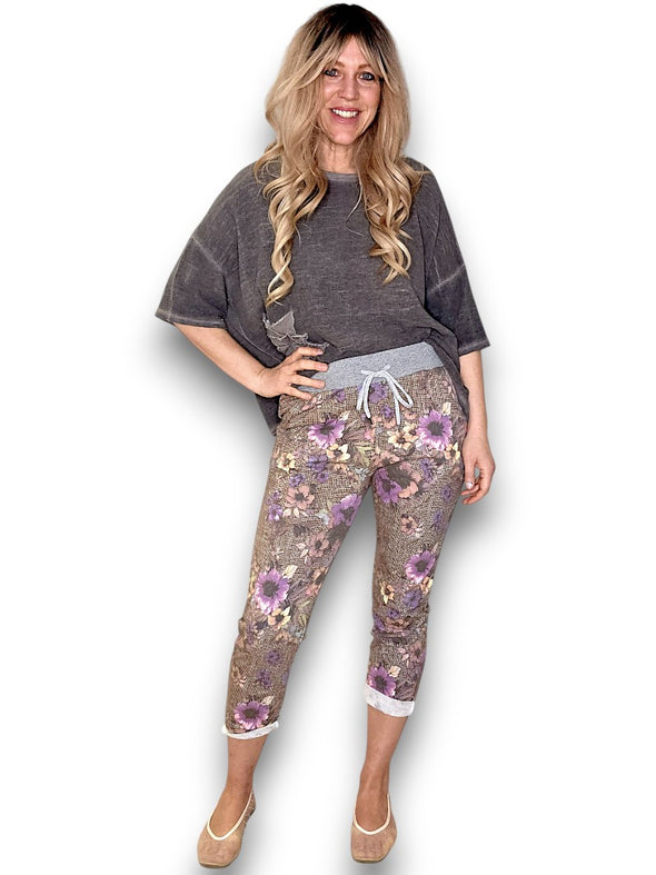 Helga May: Cornelia Jogger - Floral Houndstooth