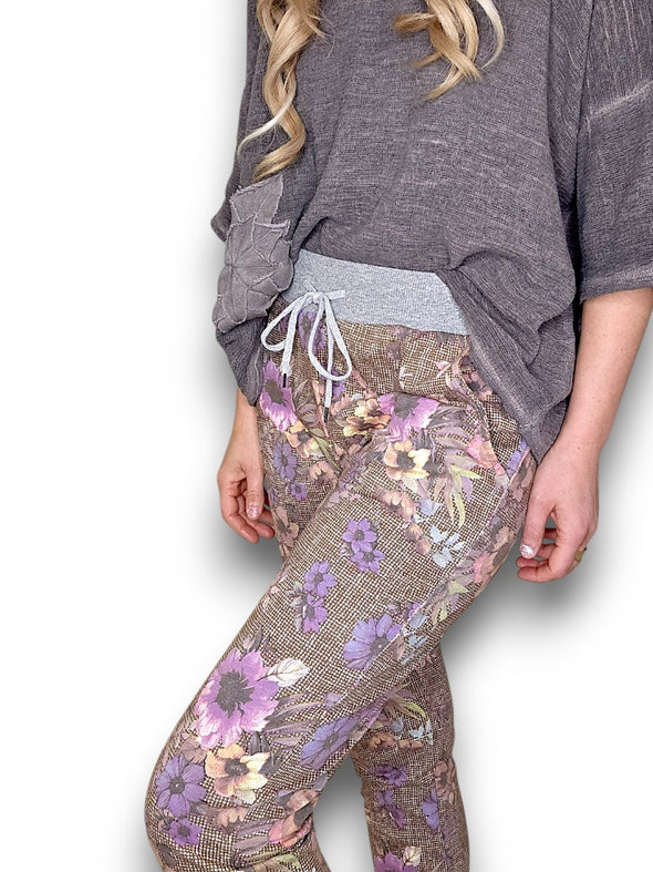 Helga May: Cornelia Jogger - Floral Houndstooth