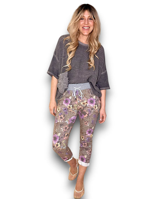Helga May: Cornelia Jogger - Floral Houndstooth