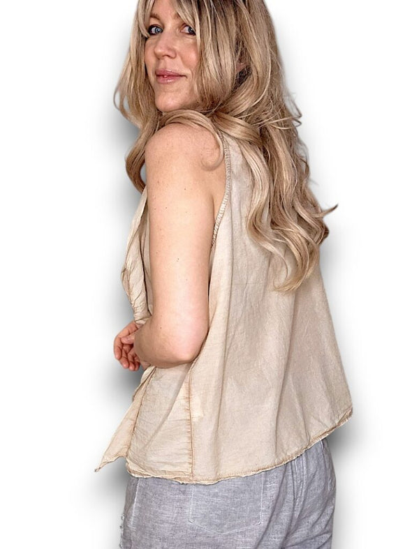 Helga May: Frill Tank - Light Caramel