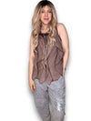 Helga May: Frill Tank - Coffee