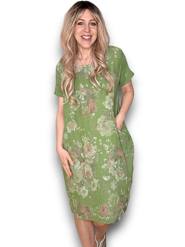 Sized Helga May Jungle Dress: Scarlett Rose - Ivy Green
