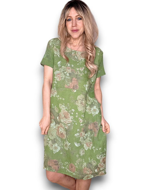 Sized Helga May Jungle Dress: Scarlett Rose - Ivy Green