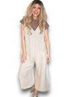 Helga May V-Neck Linen Jumpsuit - Plain Beige
