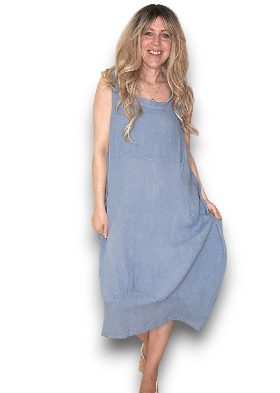 Sized Helga May Maxi Tank Dress: Washed Petrol