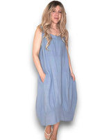Sized Helga May Maxi Tank Dress: Washed Petrol