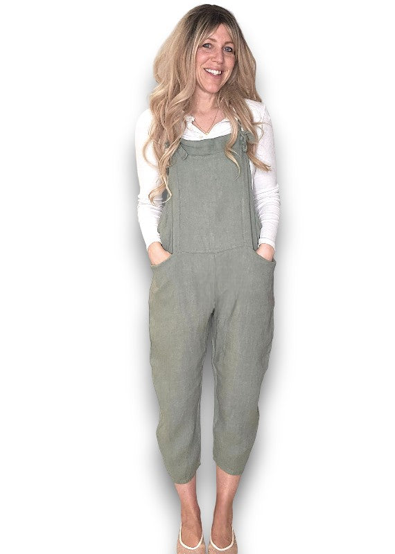 Helga May Linen Jumpsuit - Plain Forest