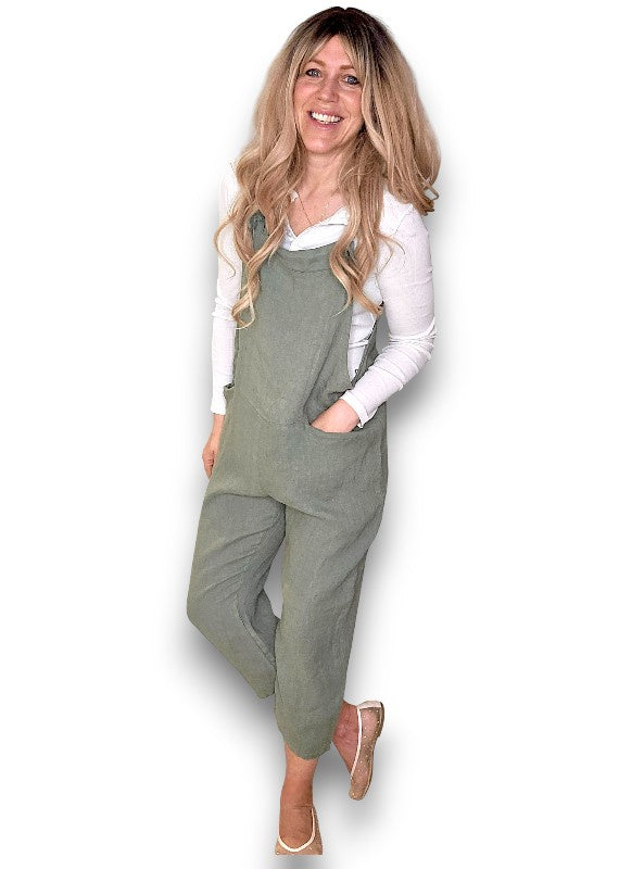 Helga May Linen Jumpsuit - Plain Forest