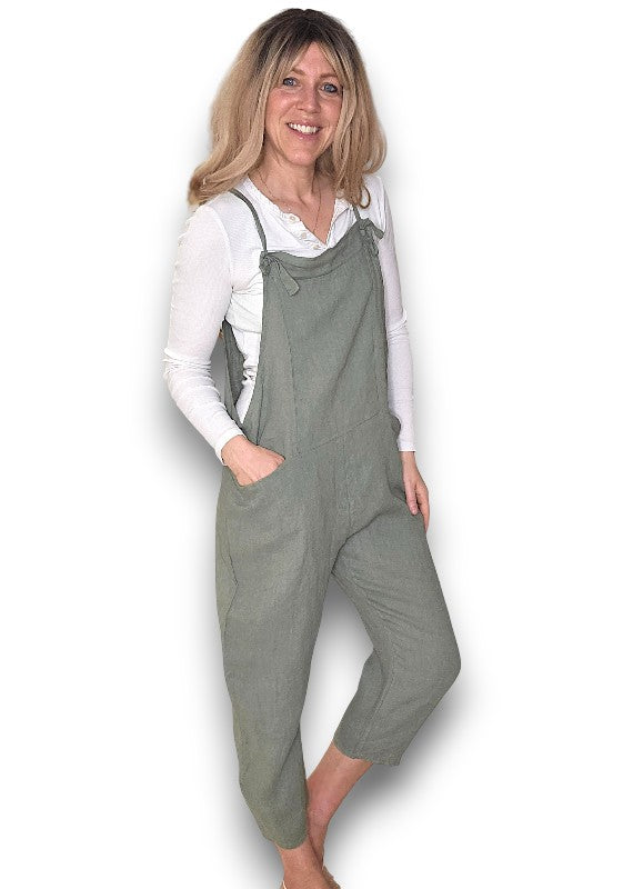 Helga May Linen Jumpsuit - Plain Forest