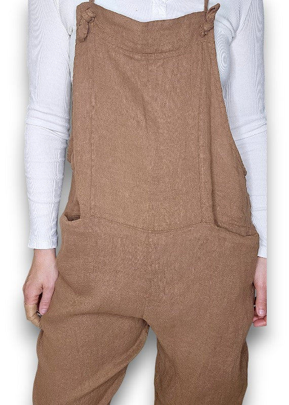 Helga May Linen Jumpsuit - Plain Coffee