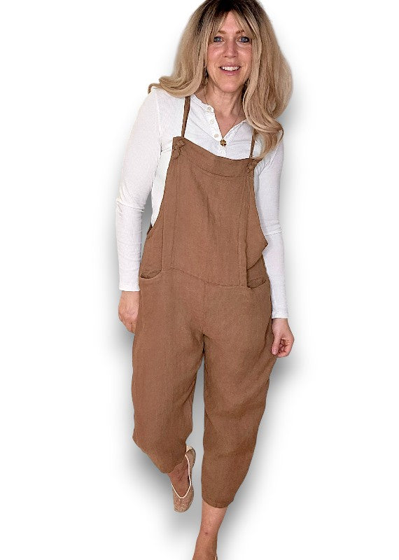 Helga May Linen Jumpsuit - Plain Coffee