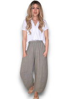 Helga May: Barrel Linen Pants - Mocha