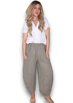 Helga May: Barrel Linen Pants - Mocha