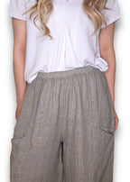 Helga May: Barrel Linen Pants - Mocha