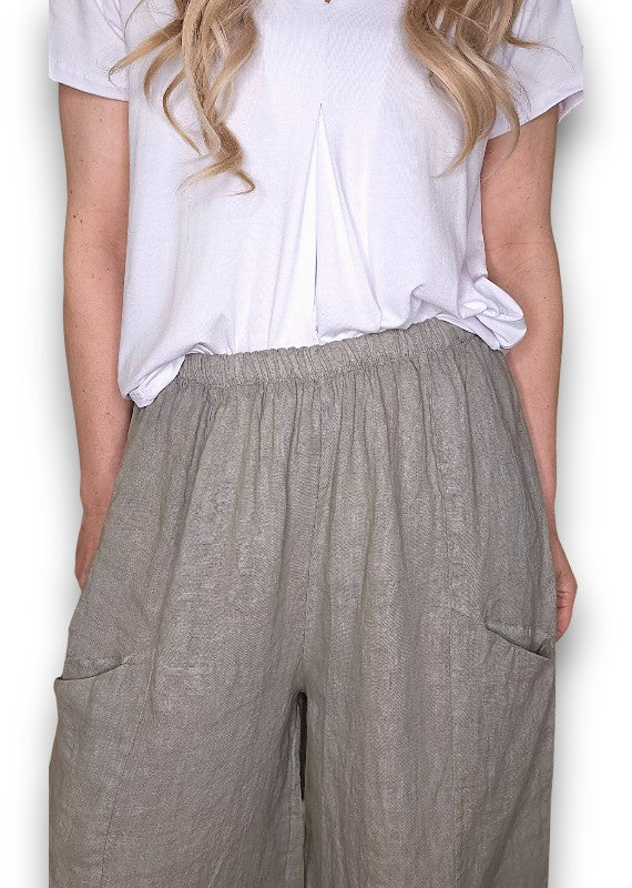 Helga May: Barrel Linen Pants - Mocha