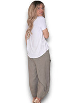 Helga May: Barrel Linen Pants - Mocha