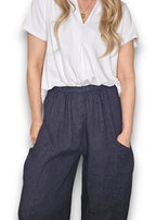 Helga May: Barrel Linen Pants - Navy