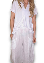 Helga May: Barrel Linen Pants - White