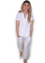 Helga May: Barrel Linen Pants - White