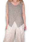 Helga May: Overlap Linen Tank Top - Mocha