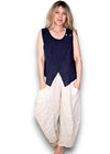 Helga May: Overlap Linen Tank Top - Navy