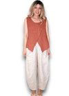 Helga May: Overlap Linen Tank Top - Brick
