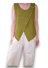 Helga May: Overlap Linen Tank Top - Olive Green