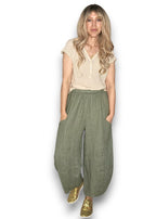 Helga May: Barrel Linen Pants - Forest