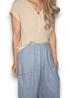 Helga May: Barrel Linen Pants - Faded Petrol