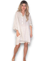 Helga May: Coastal Linen Tunic Shirt - Beige