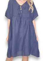 Helga May: Deux Ribbon Babydoll Dress - Navy